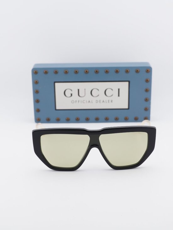 Gucci GG0997S 001 Shield Sunglasses - Black / Green main image 10